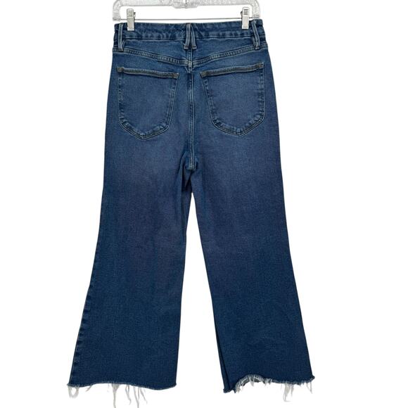 Good American Palazzo Jeans SZ 8 29 Womens Blue Raw Hem Flare Cropped Stretch - Picture 2 of 11